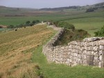 Roman-built Hadrian's Wall stretching 80 miles through the British Midlands