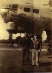B-17 ("How Soon") & Ball turret gunner Richard O. Miller (right) England 1944