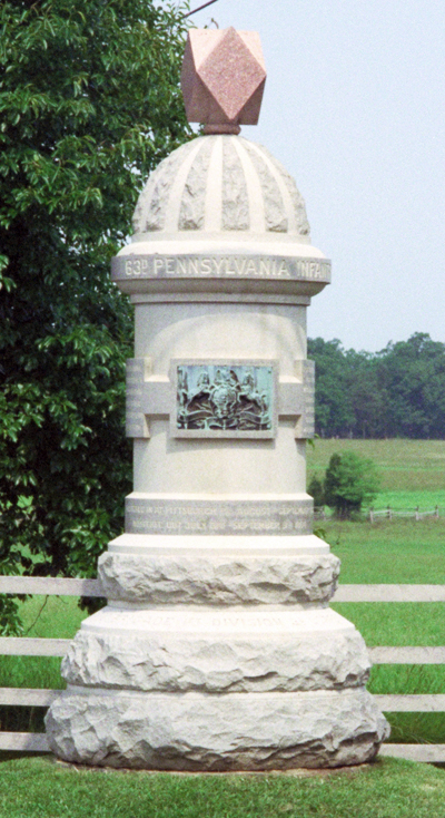 Monument: PA 63rd Reg. Gettysburg Battlefield